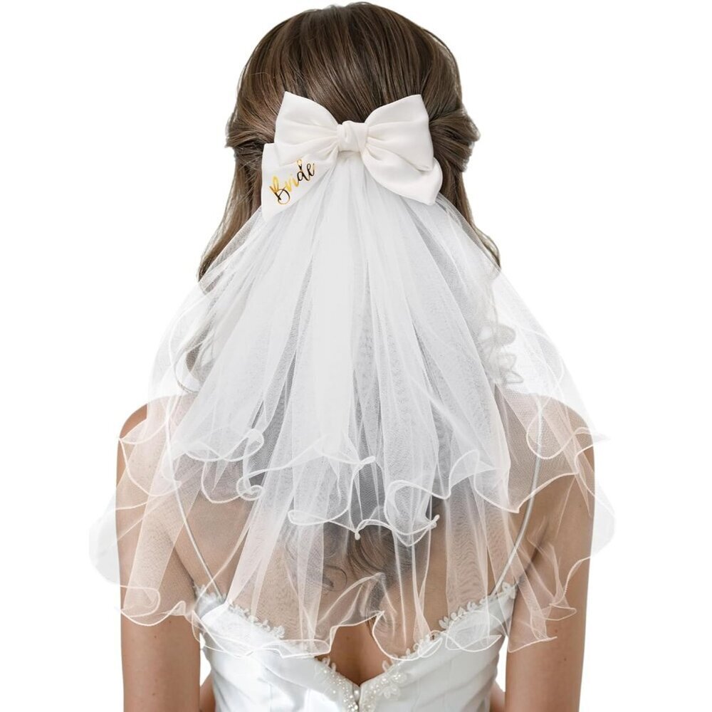 🆕 Women White Bow Clip Bachelorette Party Clip Decorations Pearl Accessories
